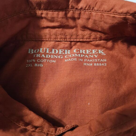 Boulder Creek Mens Button Up Sleeveless Shirt Size 2XL Orange 100% Cotton Collar - Picture 5 of 12